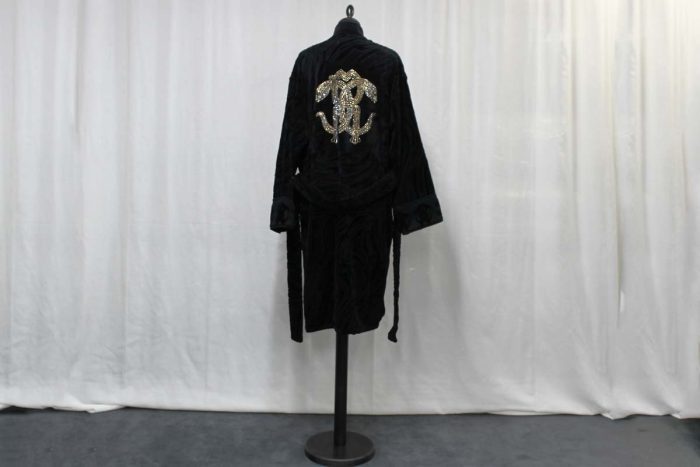 Accappatoio Crystal Snake Kimono nero Roberto Cavalli