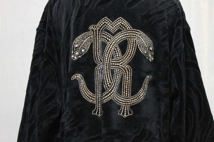 Accappatoio Crystal Snake Kimono nero Roberto Cavalli